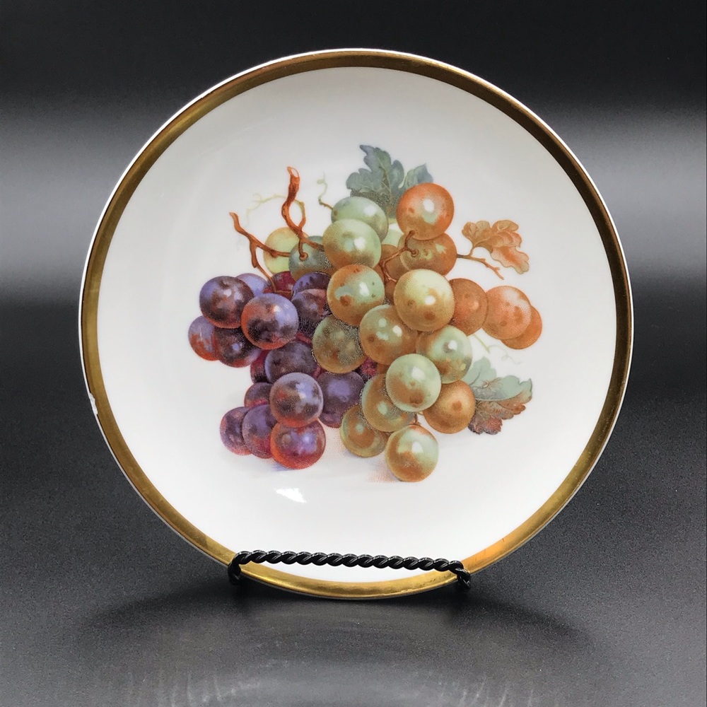 Bavaria Jaeger Germany Golden Crown E & R Orchard Grape Fruit Dessert Plate Dish